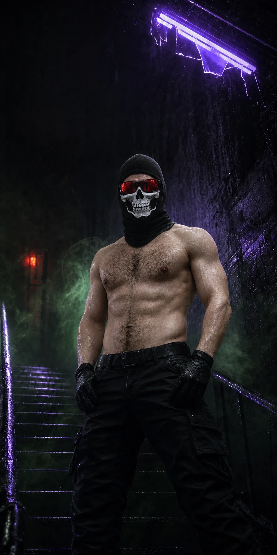 Master Xsire masked under purple alley light